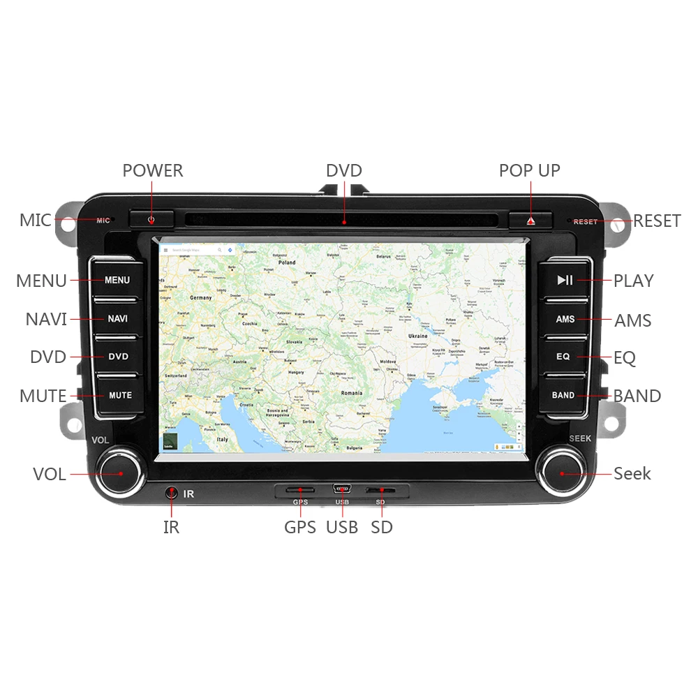 Автомагнитола Podofo 2 Din 7 " FM радио Bluetooth USB SD GPS 2Din DVD плеер для Volkswagen Golf Skoda Seat