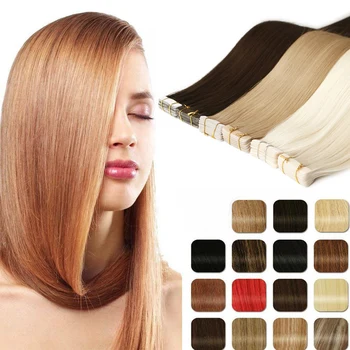 

Sobeauty Tape In Human Hair PU Adhesive Extension 2# Colors Straight Skin Weft Natural Remy Hair Indian Hair 14" 18" 22" 20pcs