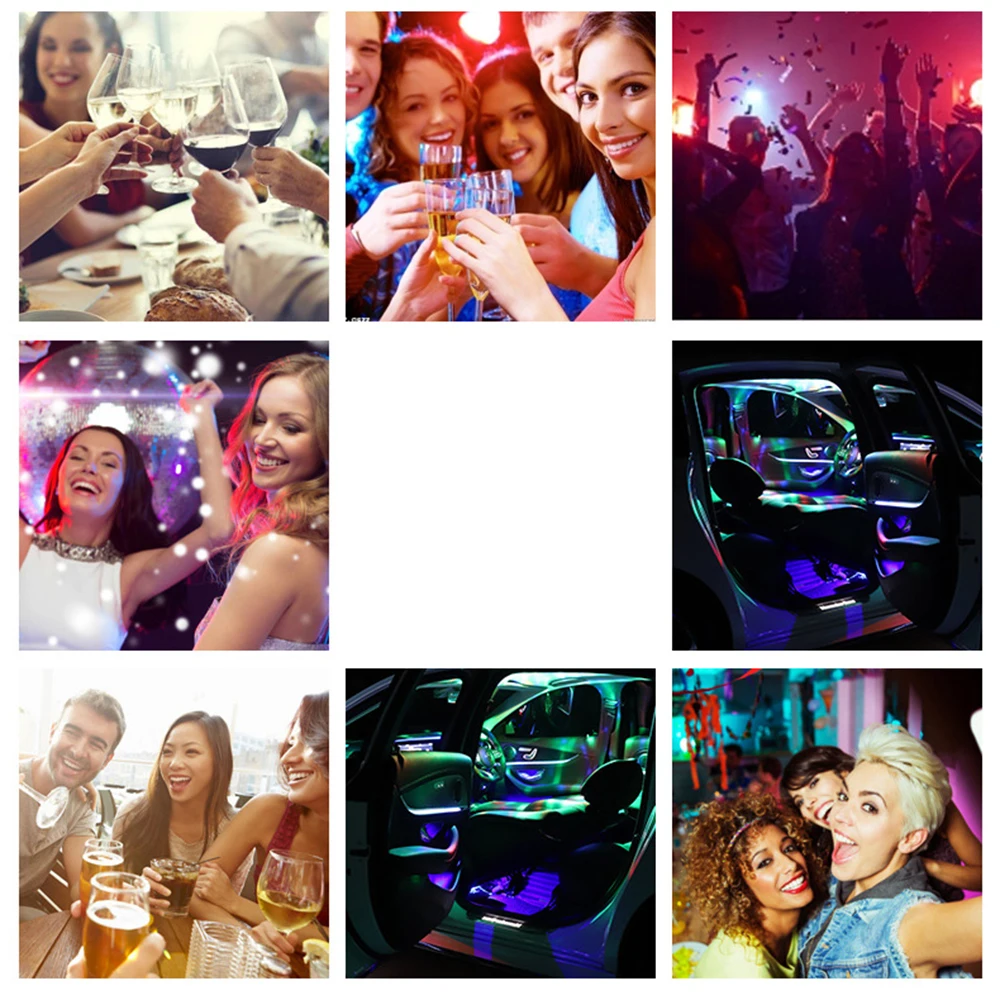 Universal Mini Car SUV Interior RGB LED Music DJ Disco Atmosphere Light With Magnetic Base USB Charger 5V Car Interior 5