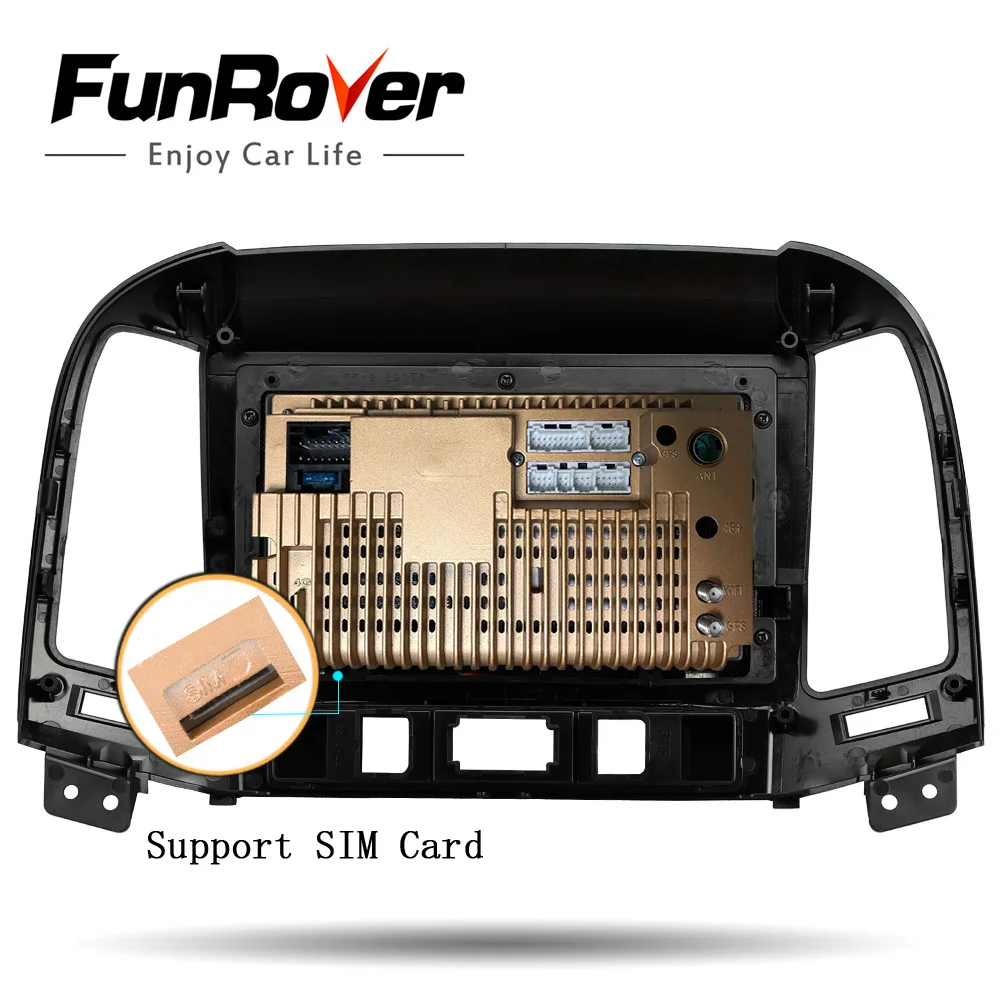 FUNROVER Android 9,0 4G+ 64G DSP автомобильный Радио Мультимедиа Видео плеер gps-навигация для hyundai Santa Fe 2 2006-2012 2 din без dvd