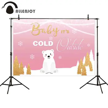 

Allenjoy Christmas Festival Wallpapers Winter Scene Bear Pine Snowflake Bead Curtains Backgrounds Lumberjack Party Banners Decor