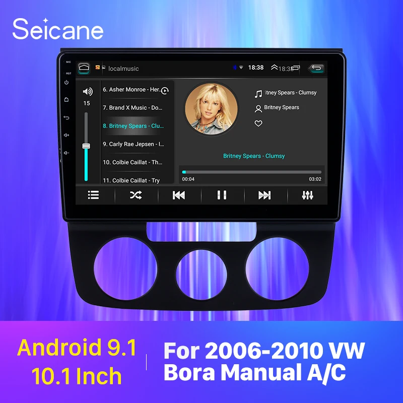 Автомобильный GPS радиоприемник Seicane Android 9 1 10 дюйма для 2006 2010 VW Volkswagen Bora Manual A/C