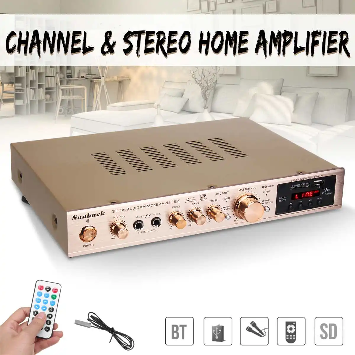 2000 Вт 5 канал домашний усилитель аудио цифровой Авто AV Hi-Fi класс Мощность усилители стерео звук fm-радиоприемник Алюминий из алюминиевого сплава
