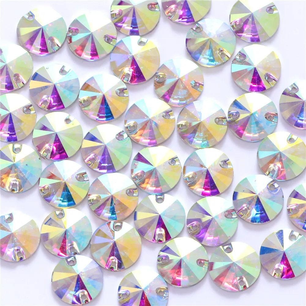 7 Sizes Round Resin Sew on Rhinestone Crystal AB Silver Flatback Sewing Stone Strass for Clothing Accessories Shoes | Дом и сад