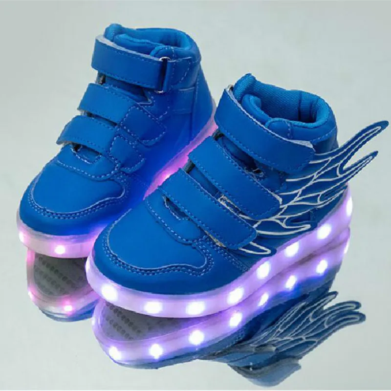Новинка Светящиеся кроссовки с usb зарядкой Детские для бега крыльями ангела