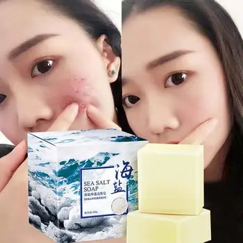 

100g Sea Salt Soap Cleaner Removal Pimple Pores Acne Treatment Goat Milk Moisturizing Face Care Wash Basis For Soap Savon Au Hot