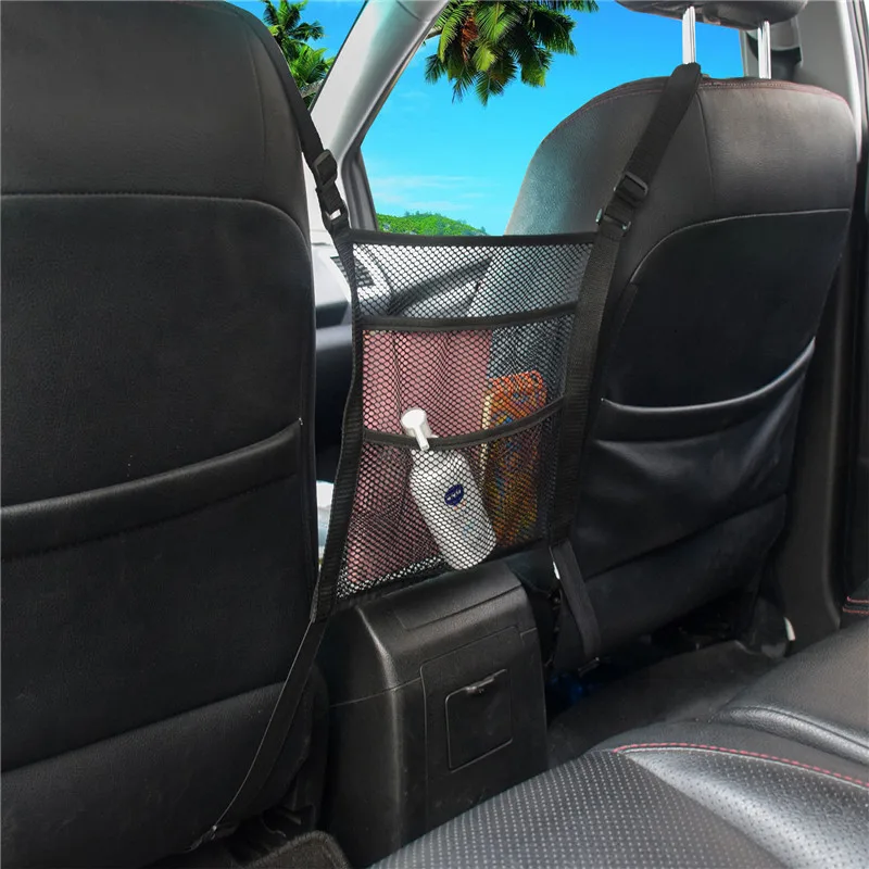 Автомобильная Внутренняя сетка для хранения, универсальная эластичная сетка, Сетчатая Сумка для багажника между автокреслами, задняя сетевая сумка, держатель для багажа, карман