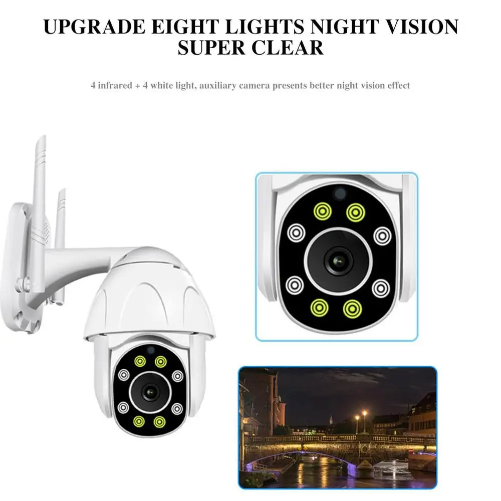 8LED 1080P Wifi уличная Водонепроницаемая камера, домашняя камера безопасности, камера наблюдения, детский монитор, домашняя HD Беспроводная камера