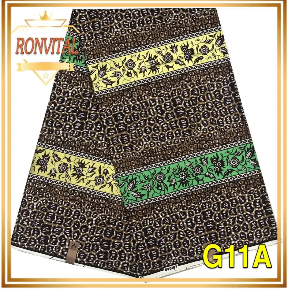 Ткань с золотым восковым принтом RONVITAL, африканская ткань с принтом, женское платье, сделай сам, восковая ткань в нигерийском стиле, хлопок, 6 ярдов/