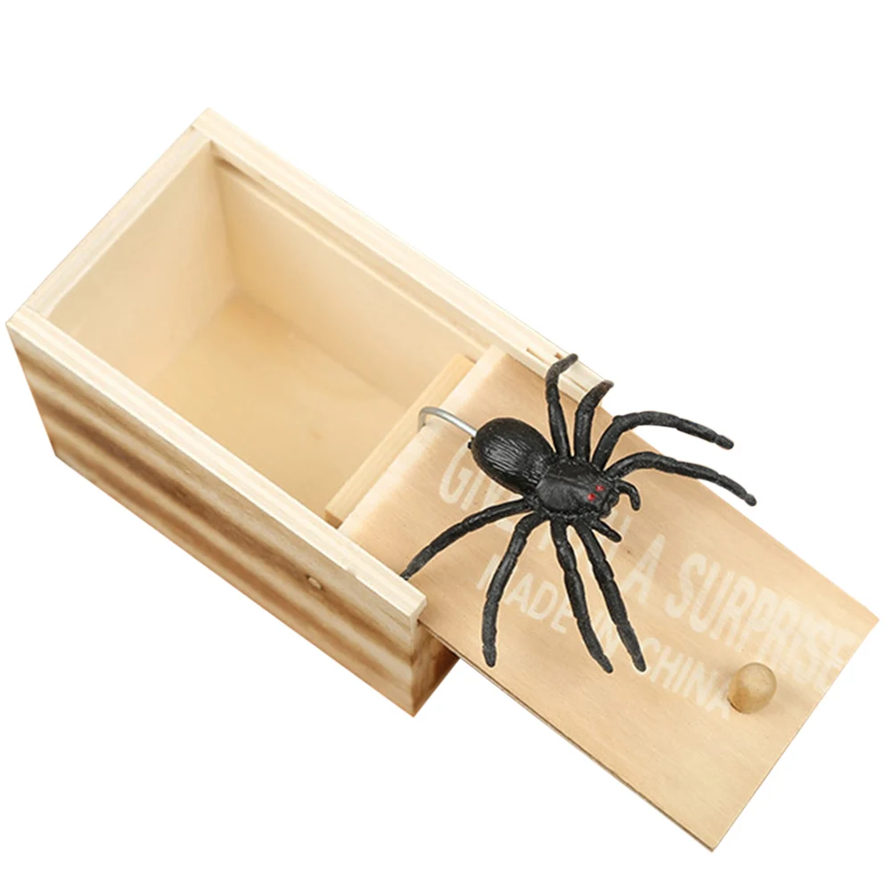 

Tricky Toy Wooden Prank Funny SpiderScorpion Insect Scary Box CaseJoke Gift