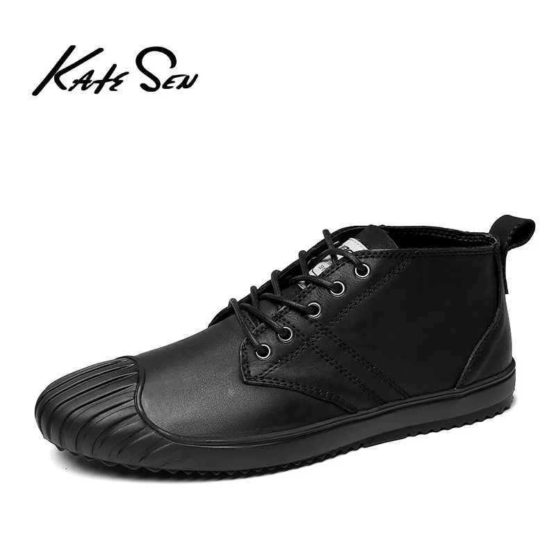 

KATESEN Brand New High Quality Leather Men Shoes Outdoor Breathable Sneakers Fashion Casual Shoes Lace-up Men's sports shoes