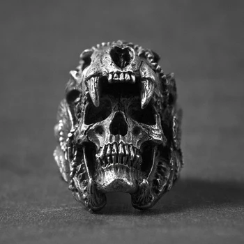 

Vingtage Indian Jaguar Warrior Mens Skull Biker Rings Stainnless Steel Skull Ring Mens Boys Punk Rock Jewelry Gift For Him