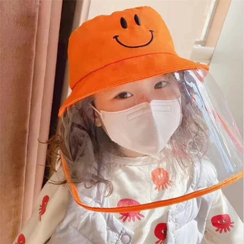 

eye protective baby mask hat smail face 2020 anti-spitting protective mask cover cap toddler boys hat face shield 3-12 years old