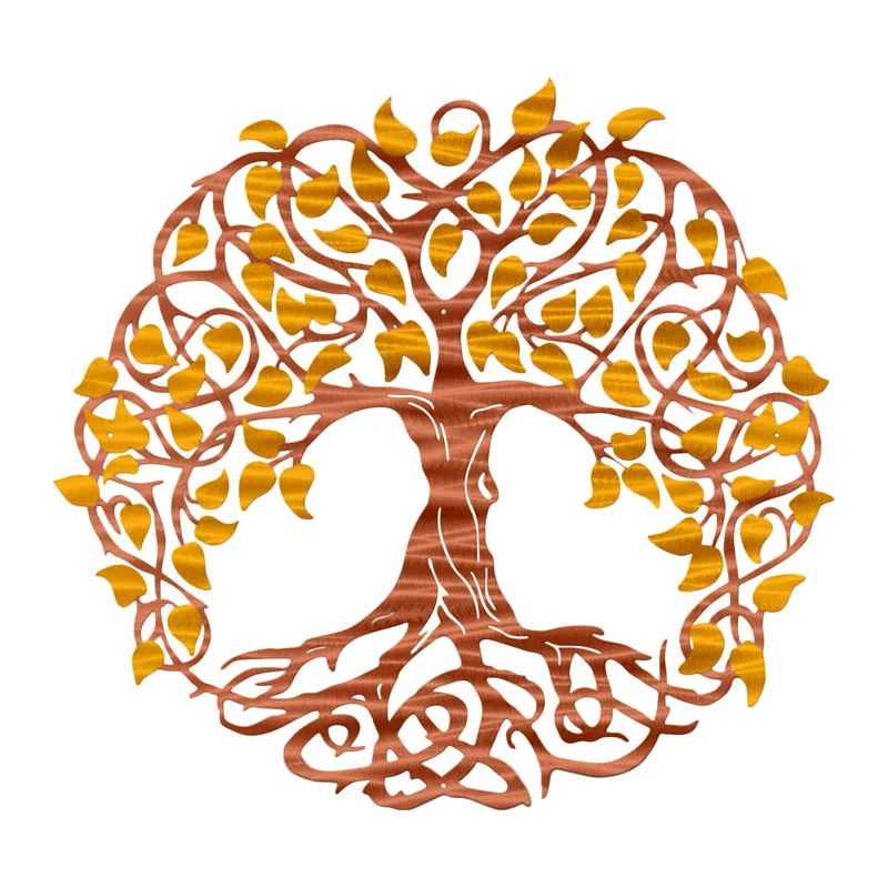 New Arrive Painted Colorful 3D Round Iron Tree Of Life Dia 30cm Home Hanging Ornament Sculpture Wall Decoration | Дом и сад