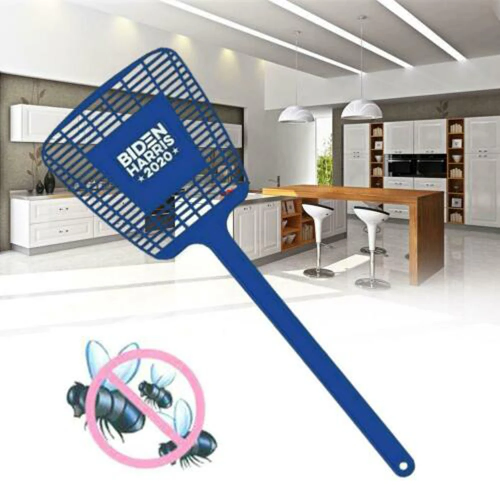 

US Election Blue Fly Swatters Plastic Heavy Duty Bug Fly Racket With Long Handle 2 Types Dropshipping