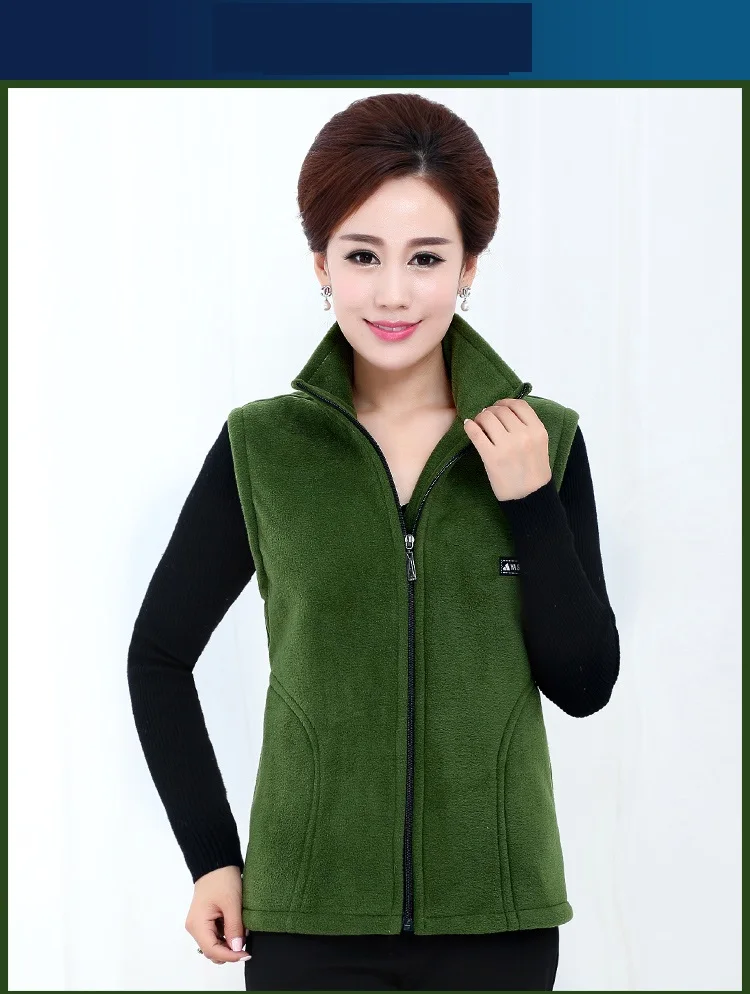 Plus Size Middle-aged Mother Stand Collar Vest Jacket Short Polar Fleece Sleeveless Outwear Warm Female Casual Waistcoat Tops north face parka