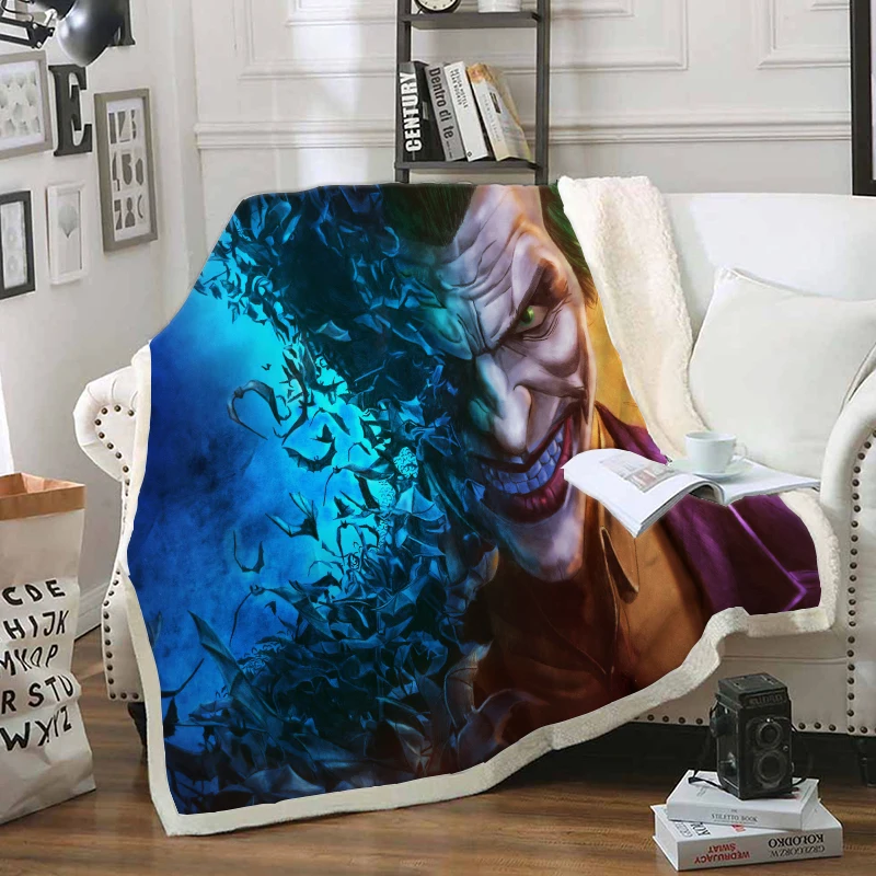Одеяло с забавными персонажами The joker одеяло 3D принтом Sherpa на кровати домашний