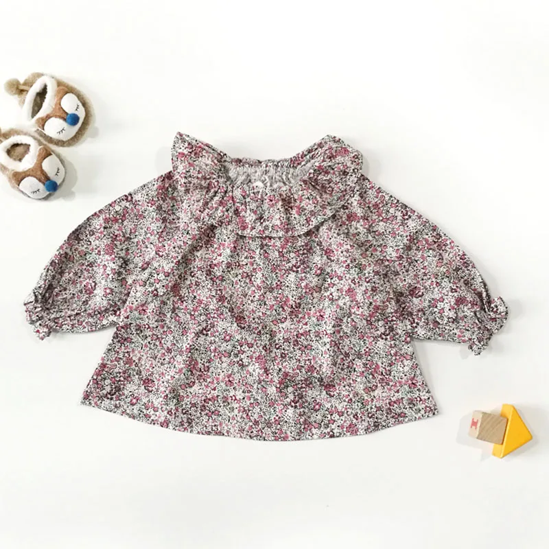 Spring Baby Girls Floral Shirt Long Sleeve Cotton Children's Collar Shirt Baby Girls Children's Shirt Baby Girls Blouse Shirt