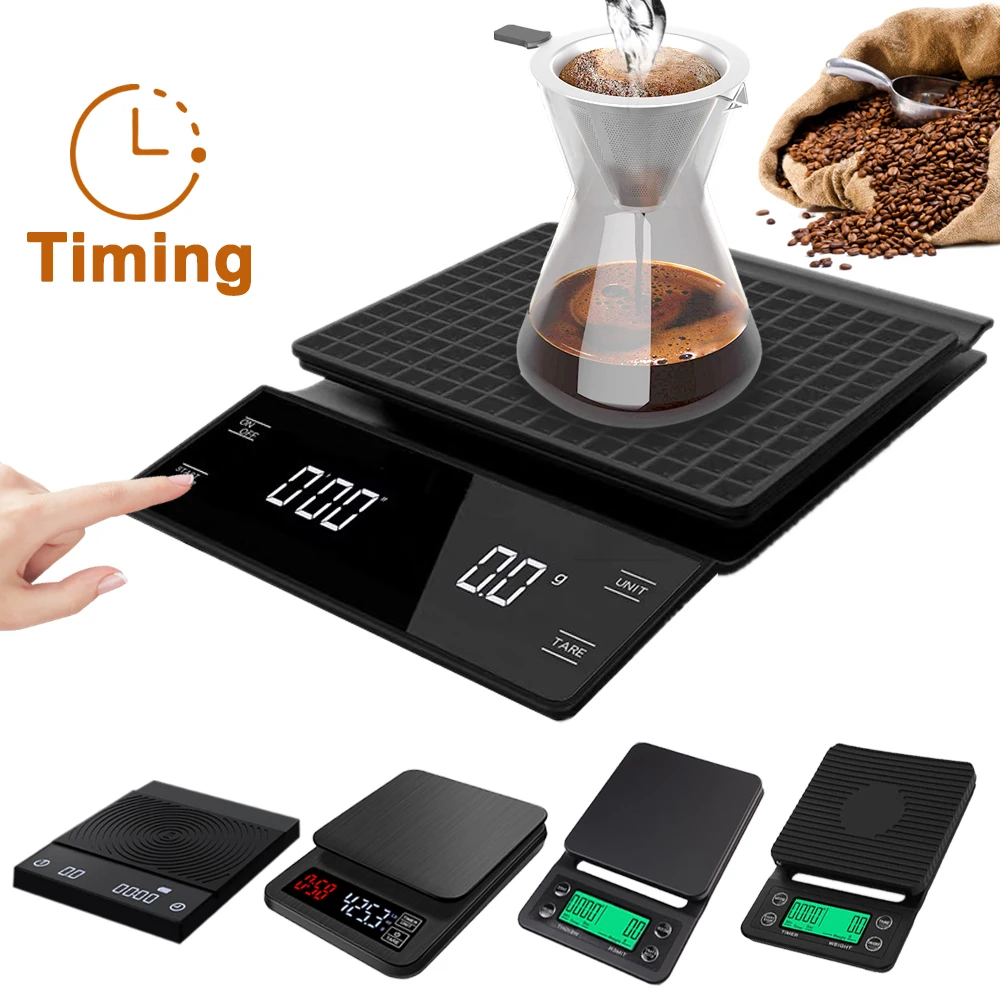 Household Coffee Weighing 0.1g Drip Coffee Scale with Timer Portable Electronic Digital Kitchen