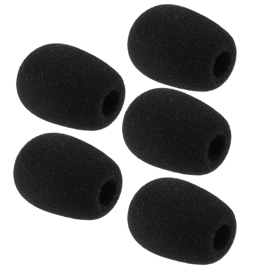 

5 Pieces Microphone Sponge Windshields Wind Muff Protector Black for Meeting Conference Podcast Accessory