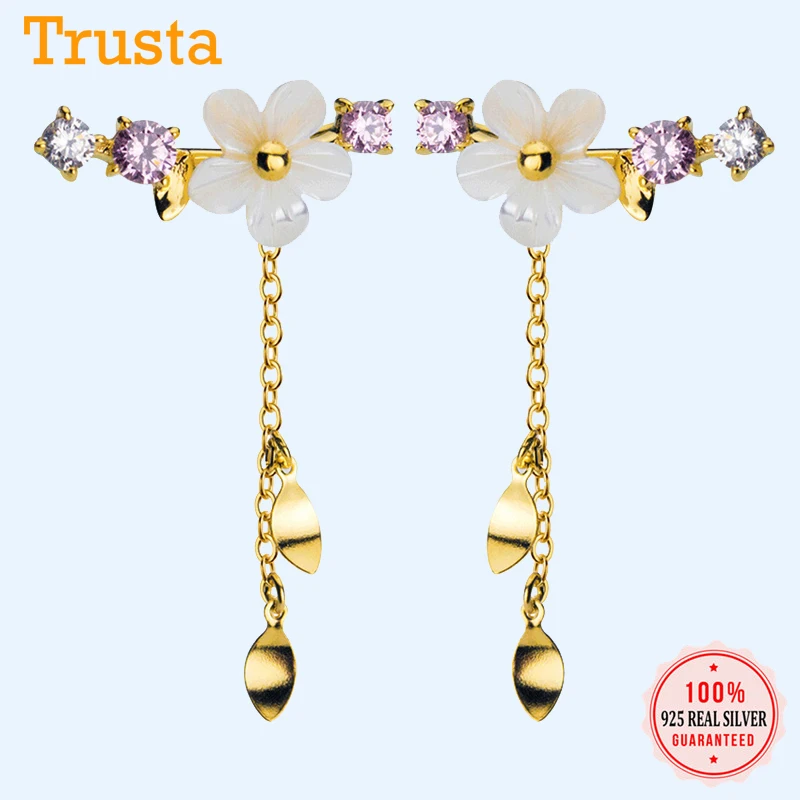 Trusta,,, 925, твердые, Стерлинговое Серебро, звезда, маленькие серьги-гвоздики для девочек, подарок для подростков, женские модные ювелирные изделия DS900