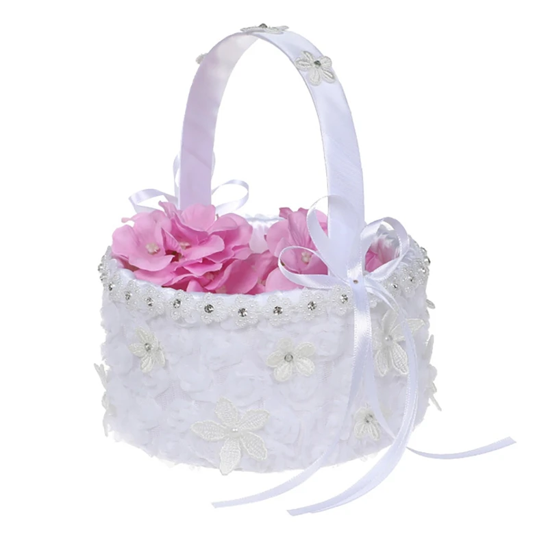 

Wedding Girl Basket Decorative Flower Wreath And Lace Flower Basket For Western Style Wedding Ceremony Party Supplies