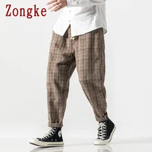 Zongke Heavyweight Plaid Pants Men Joggers Trousers Men Pants Streetwear Sweatpants Harem Pants Men Trousers 5XL Autumn