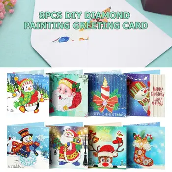 

Christmas Card Diamond Painting Resin Postcard Creative Santa Claus Cartoon 5D Snowman Elk
