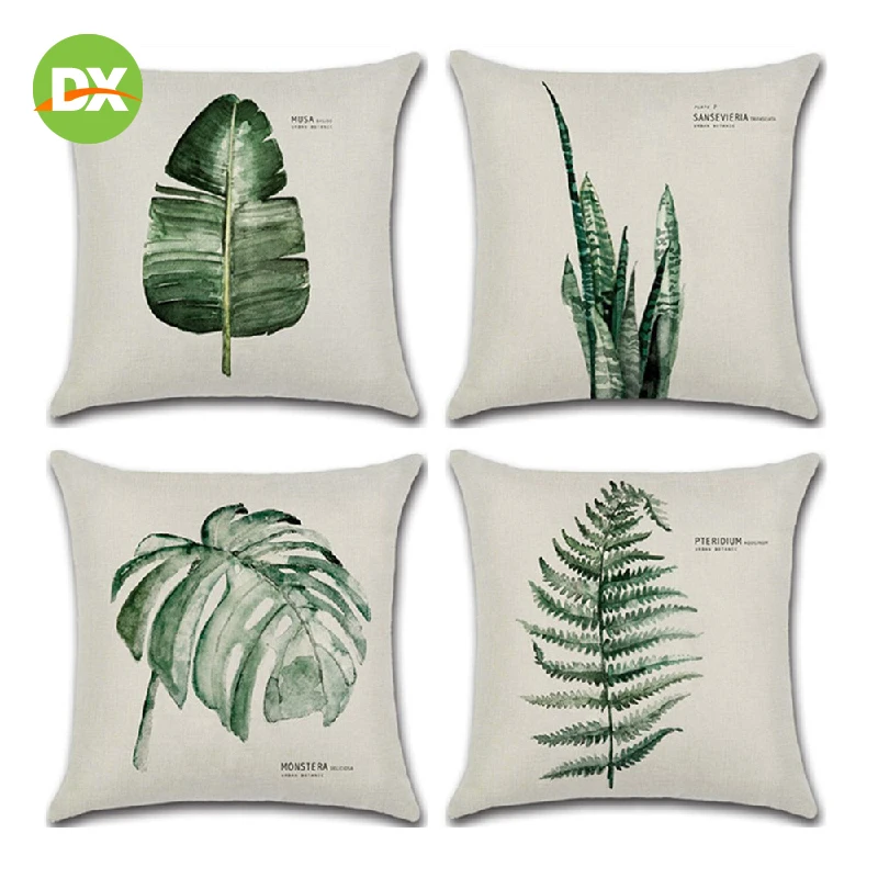 НОВАЯ РОЖДЕСТВЕНСКАЯ Подушка наволочки с зелеными листьями Cojines Decorativos Para диван
