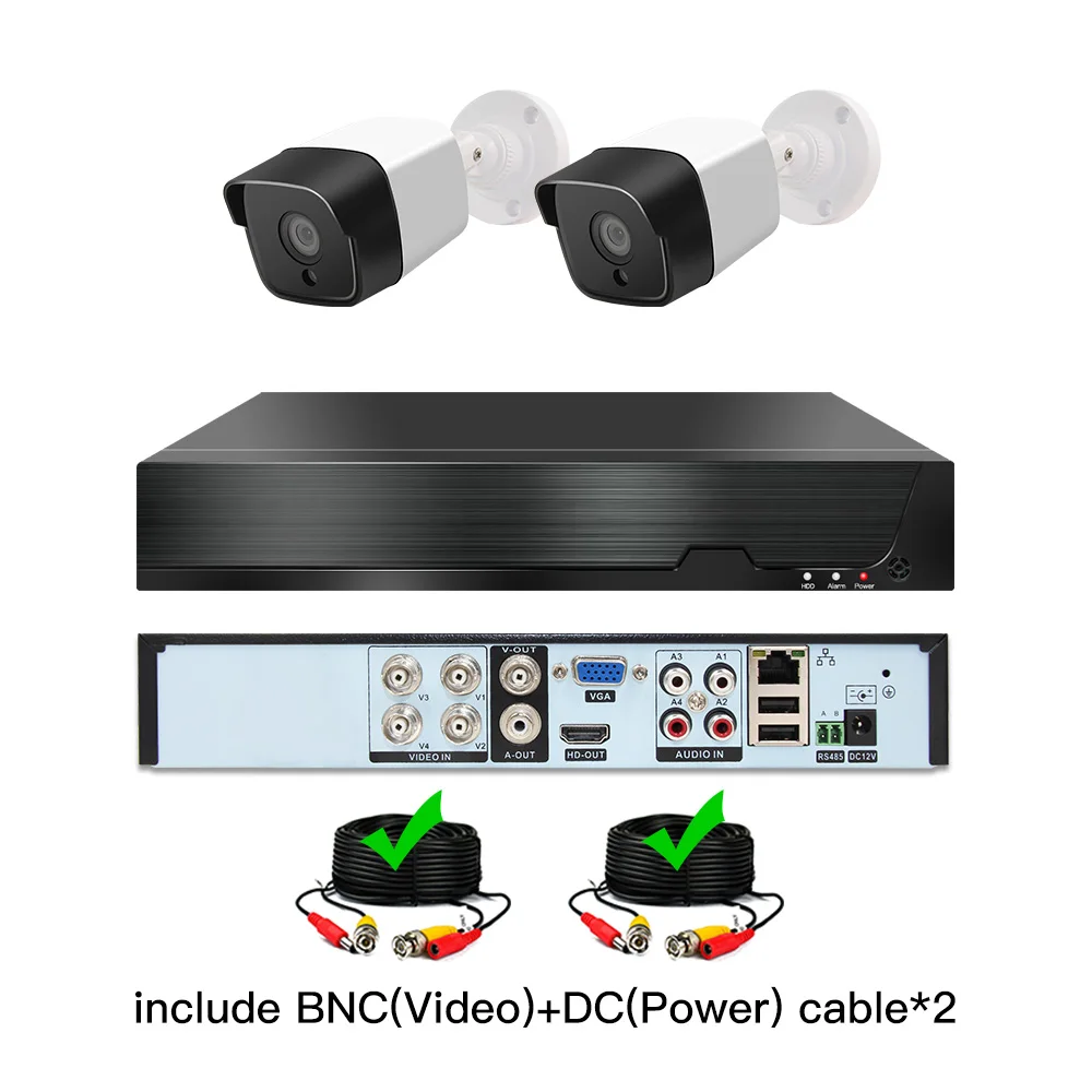 2ch 5MP AHD комплекты системы видеонаблюдения CCTV безопасности Гибридный DVR наружная пуля AHD камера видеонаблюдения P2P XMEYE 5MP комплекты - Цвет: with cable