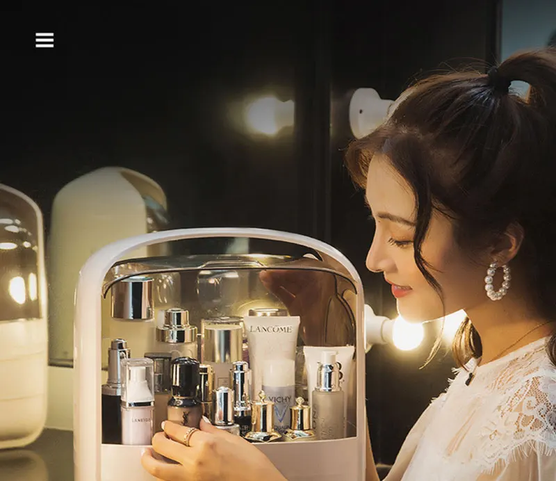 Makeup Organizer Transparent Clamshell 2 Drawer Dressing Table Desktop Plastic Cosmetic Box Storage Containers Jewelry Holder