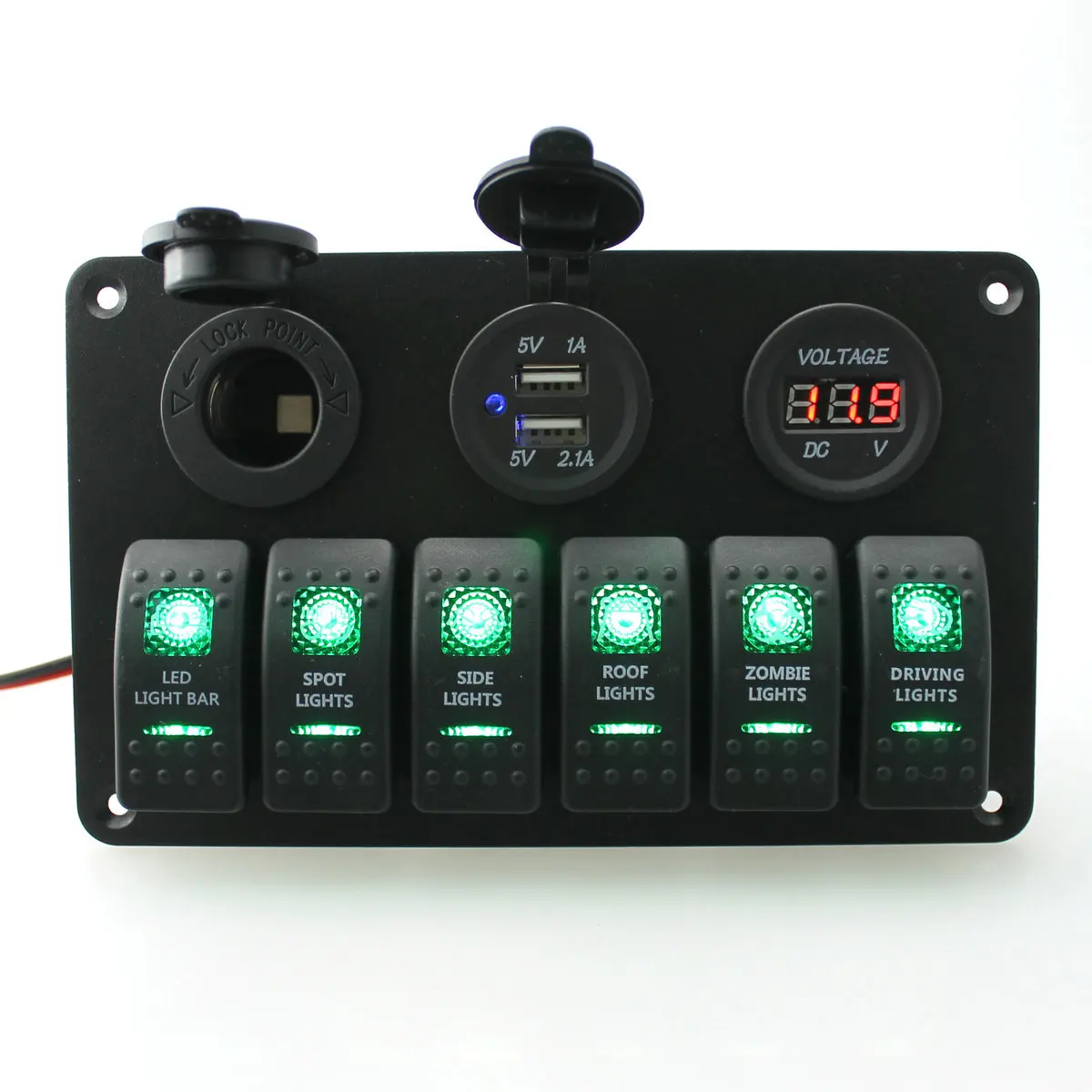 

Car Modification Accessories Group Switch USB Car Charger Voltmeter Combination Multi-functional Breadboard Aluminum Breadboard
