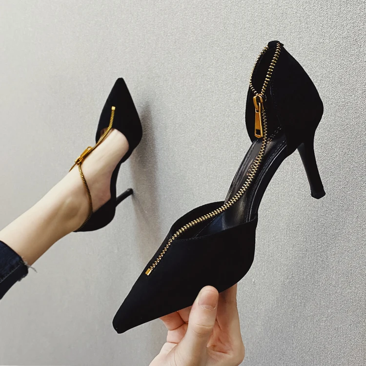 

Hot High heels Net Red 2020 New Spring Wild Sexy Hollow Word With Fine Heel Pointed Shoes Night-club Sexy Fashion Cool High Heel