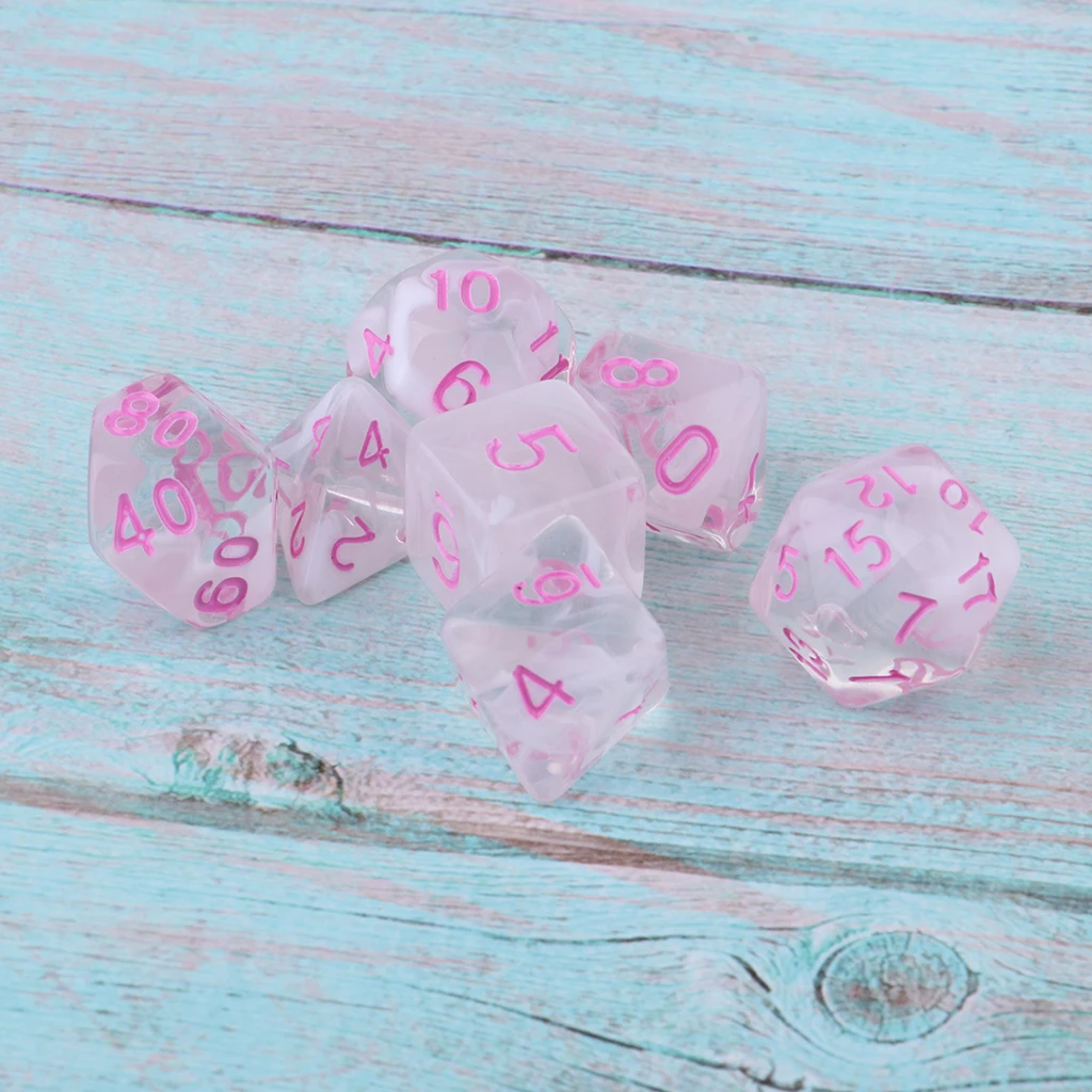 7Pcs Multi-Sided Dice for Dragons and Dungeon Board Game Play Gaming Cube