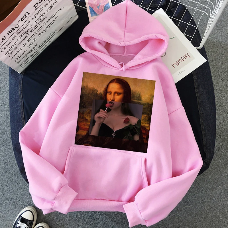 Mona Lisa забавные Harajuku эстетические толстовки для женщин гранж мультфильм 90s винтажные толстовки модные хип хоп Ullzang толстовка женская - Цвет: xd20190926-935