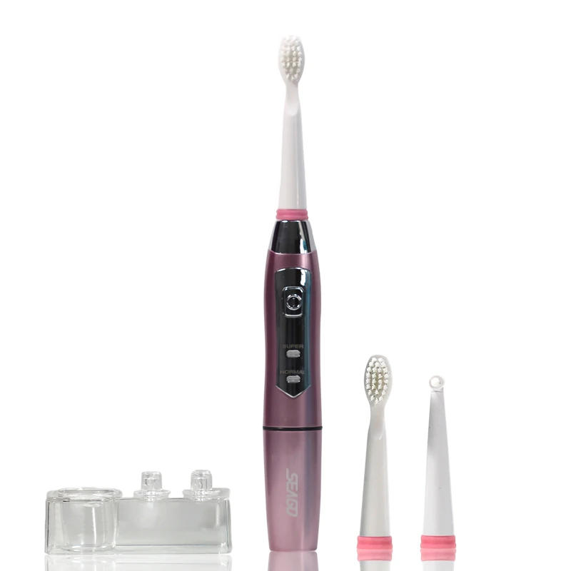 Seago, электрическая зубная щетка для взрослых, звуковая, водонепроницаемая, для отбеливания зубов, гигиена полости рта, зубные щетки с 3 сменными головками - Цвет: Розовый