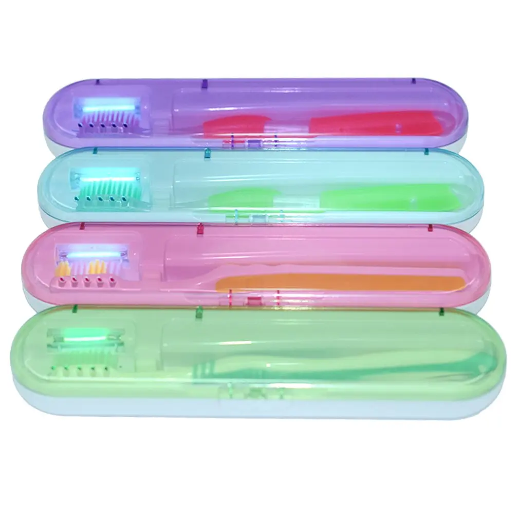 2 In1 UV Disinfection Toothbrush Box Toothbrush Head Sterilizer Portable Toothbrush Case Power By Battery For Household Travel