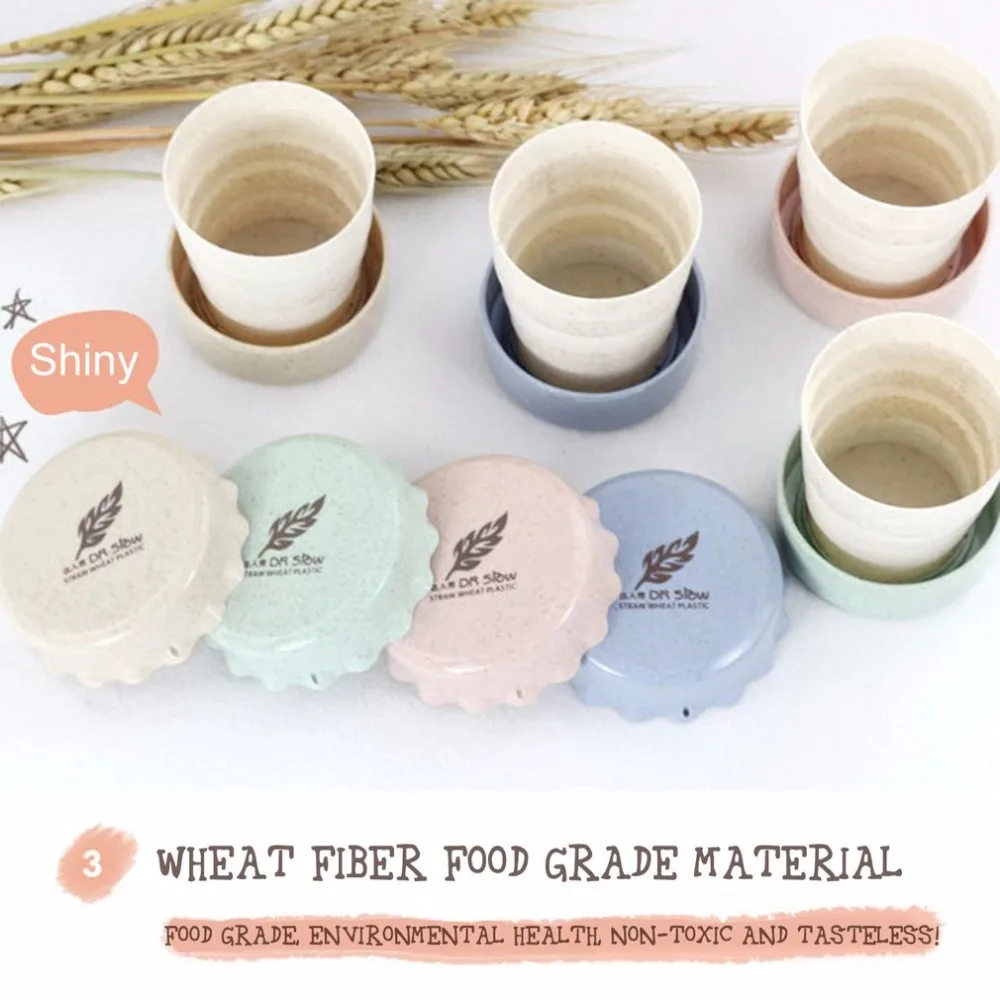 

Portable Folding Bottle Water Tea 130ml Wheat Straw For Outdoor Indoor Foldable Drinking Travel Space Saving Collapsible Bottle