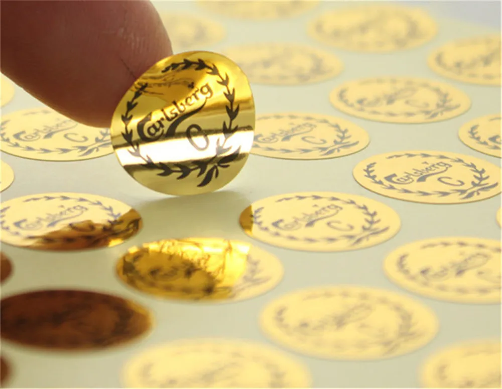 

1000pcs Customized Round Glossy Gold Brand Logo Stickers Labels Custom Durable Gold Name Printed Adhesive Stickers