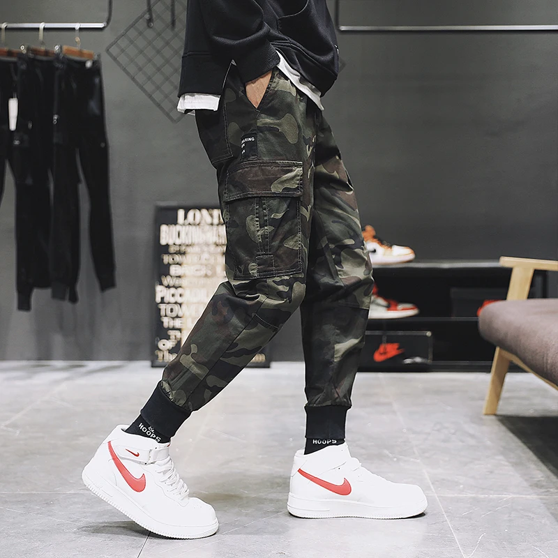 Men Pants Super Hot Pants Baggy Pocket Decoration Men's Cargo Pants Girdle Leg Small Feet Men's Cargo Pants