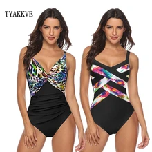 TYAKKVE 2020 Sexy Blue Red One-Piece Swimsuit Women Solid Push Up Bathing Suits Plus Size Beach Tummy Control Monokini Swimwear