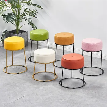 

Household Stool Ironwork Stool Leather Stool Fashionable Kids Dining Chair Simple Change of Shoes Stool Creative Stool