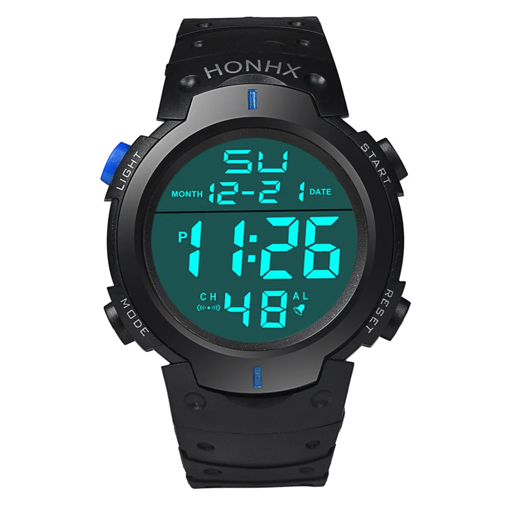 Honhx роскошный для мужчин s спортивные часы погружение цифровой светодиодный водонепроницаемый часы для мужчин модные силиконовые Аналоговые кварцевые наручные часы Q1 - Цвет: Blue