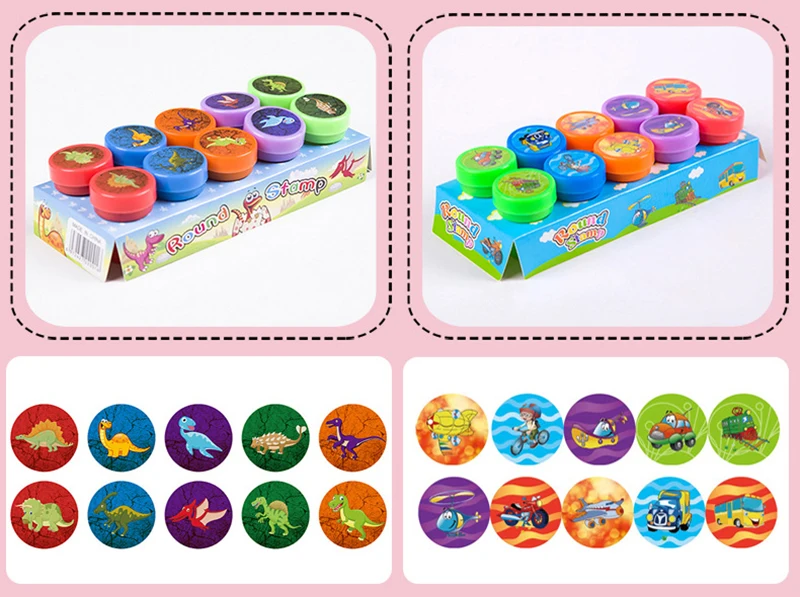 Carimbos de Brinquedo com Smile Peças para Crianças Carimbo para Scrapbooking Decoração para Álbum de Fotos Animais Dinossauro 10 3 Carimbos de brinquedo com smile, 10 peças,