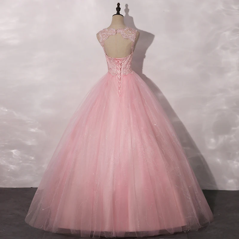 Walk Beside You Ball Gown Pink Quinceanea Dress 2023 Long Sleeveless Sequined Lace Applique vestidos de 15 anos 2020 robe de bal