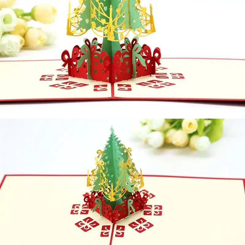  Fashion Merry Christmas Card Colorful Printed 3D Christmas Tree Pattern Greeting Card Invitation Ca - 4.00031E+12