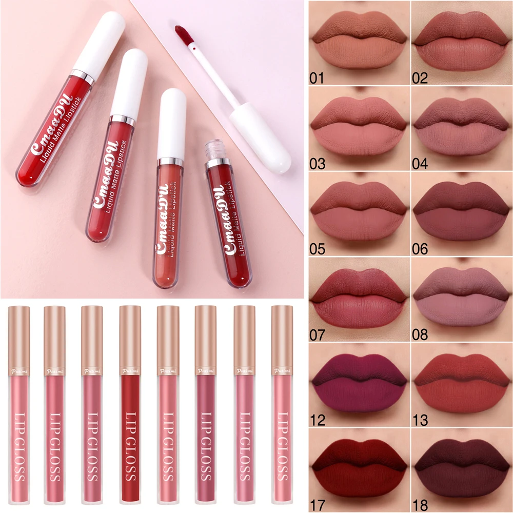 2pcs/set Velvet Matte Lipsticks Lip Gloss Waterproof Long Lasting Mosturizing Pencil Makeup Cosmetics Lip Tint Pen for Women