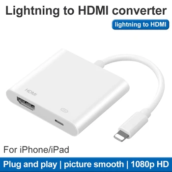 

8-Pin Rechargeable Adapter For Lightning Connection HDMI Digital AV Mobile Phone With Screen Cable TV Projector HD Adapter Cable