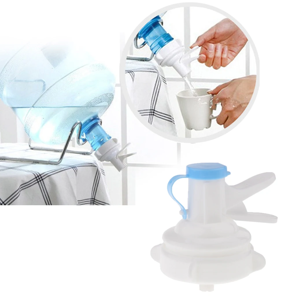 Water Dispenser Valve for 55mm Crown Top Drinking Bottle Reusable Water Jug Cap Replacement Faucet - Includes Lid Dirt Cover