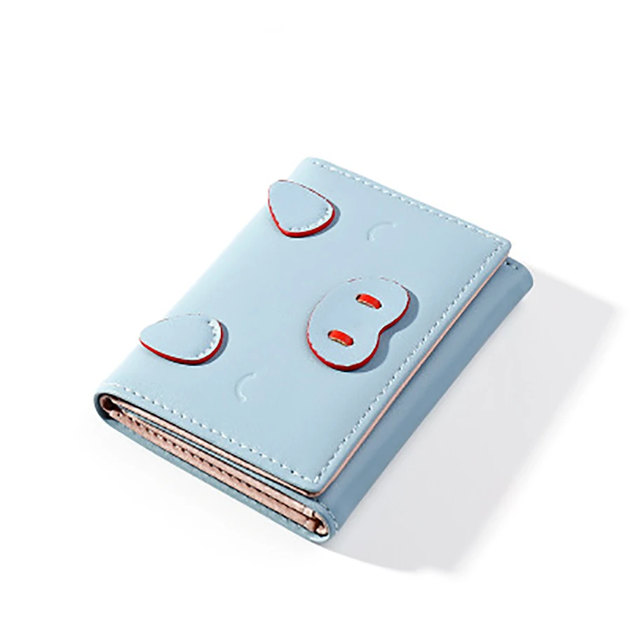 

Cute High Quality Short Wallet Women Purses Cartoon Mini Pig Girls Purse Hit Color Three Fold Coin Wallets Multi-function Clutch